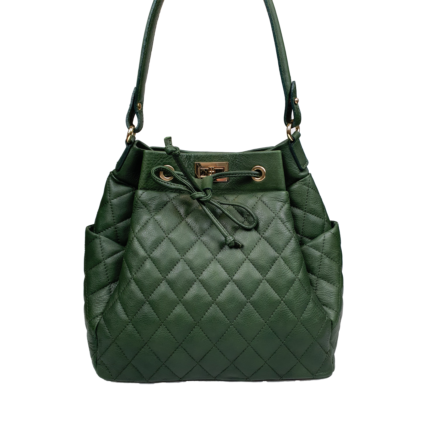 Lux Lucciola Bucket Bag in Dark Green