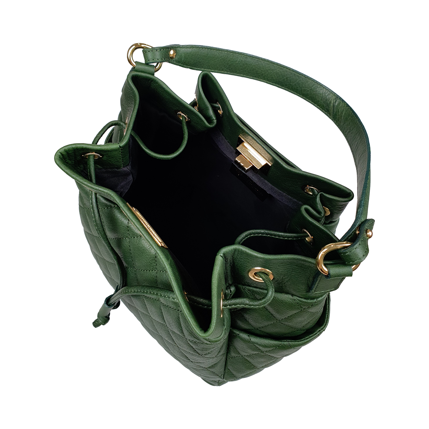 Lux Lucciola Bucket Bag in Dark Green