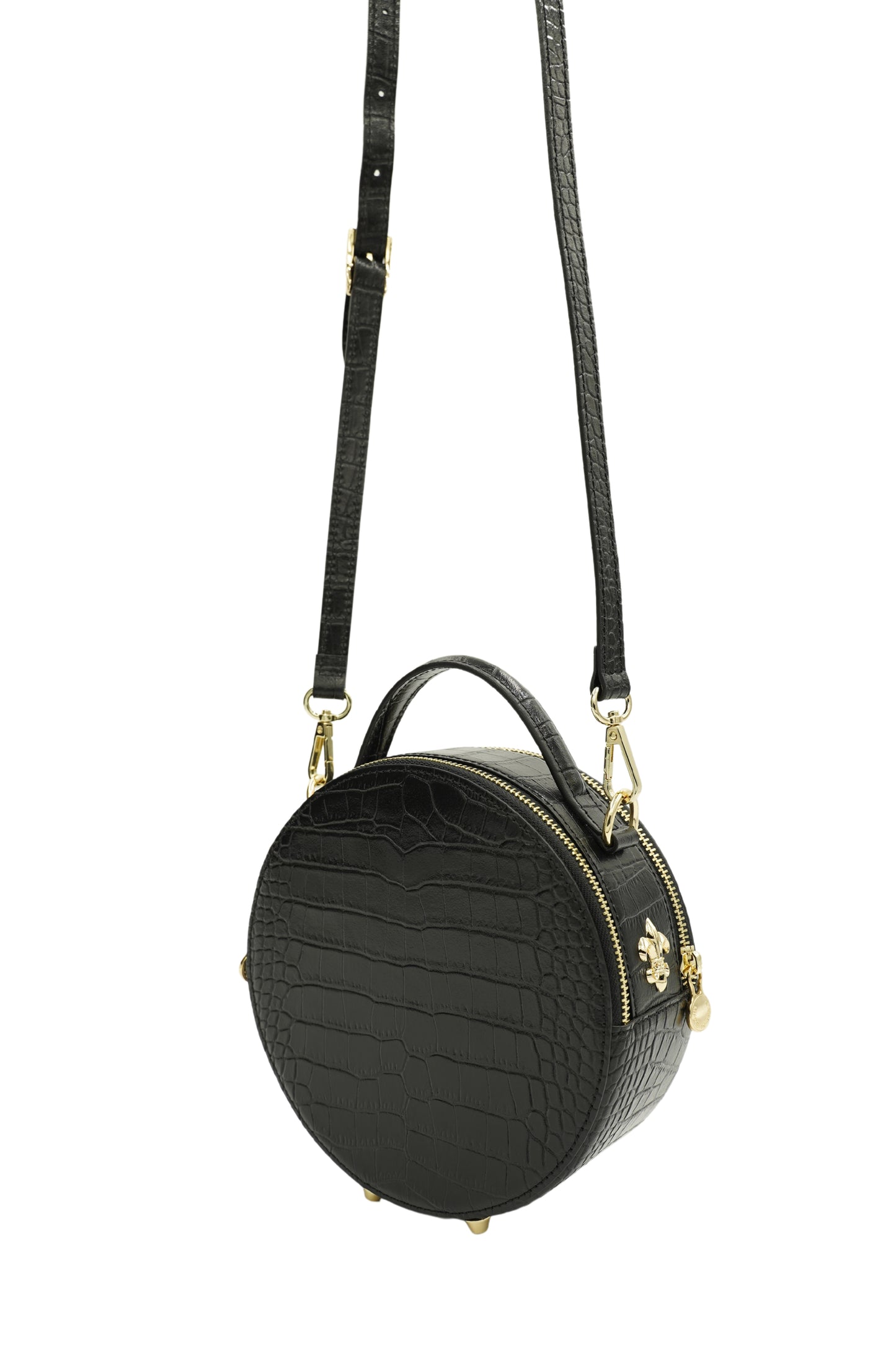 Miss O Mini Bag in Black Stamped Crocodile