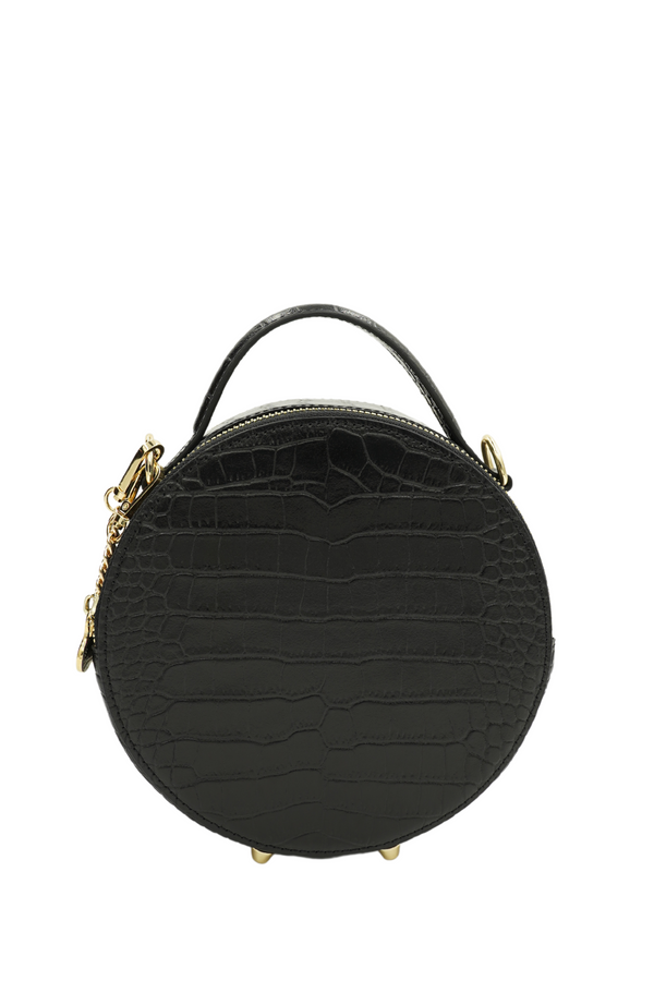 Miss O Mini Bag in Black Stamped Crocodile